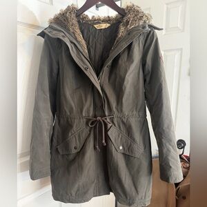 Y2K Vintage Hollister Abercrombie Parka Jacket Fur Trim oversize Fur Hood MINT
